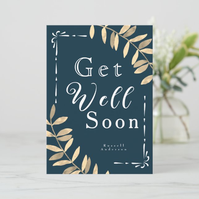 Minimalist Blue Get Well Soon Card (Standing Front)