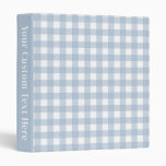 Minimalist Blue Gingham Plaid Pattern 3 Ring Binder