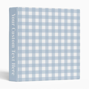 Minimalist Blue Gingham Plaid Pattern 3 Ring Binder