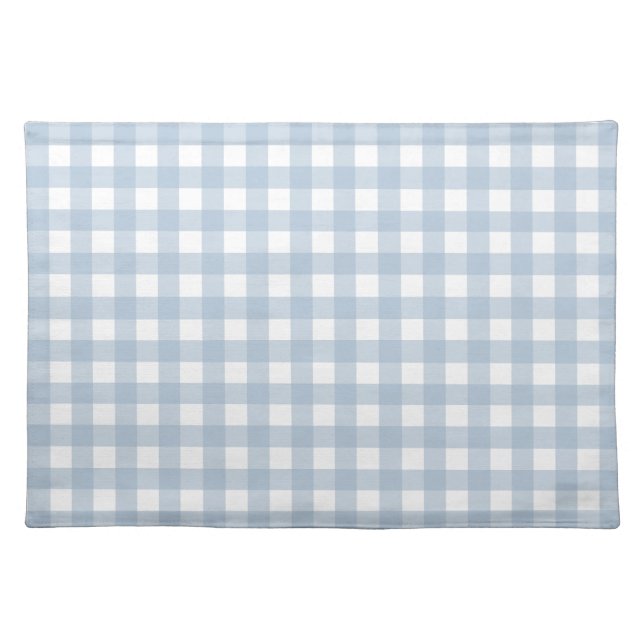 Minimalist Blue Gingham Plaid Pattern Cloth Placemat (Front)