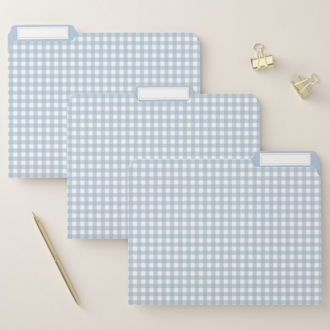 Minimalist Blue Gingham Plaid Pattern File Folder (Set)