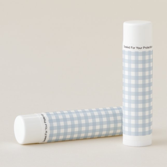 Minimalist Blue Gingham Plaid Pattern Lip Balm (Front)