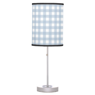 Minimalist Blue Gingham Plaid Pattern Table Lamp