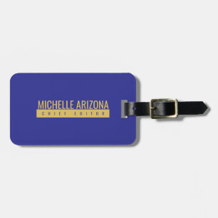 Minimalist Blue & Gold Color Professional Modern  Luggage Tag