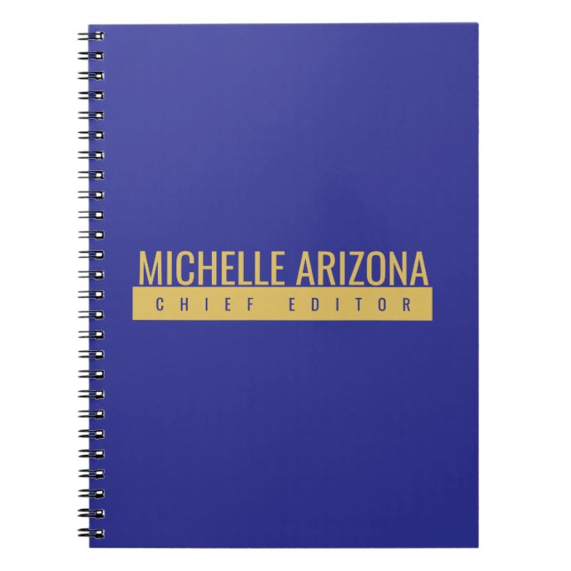 Minimalist Blue & Gold Color Professional Modern  Notebook (Front)