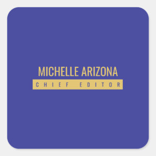 Minimalist Blue & Gold Color Professional Modern Square Sticker