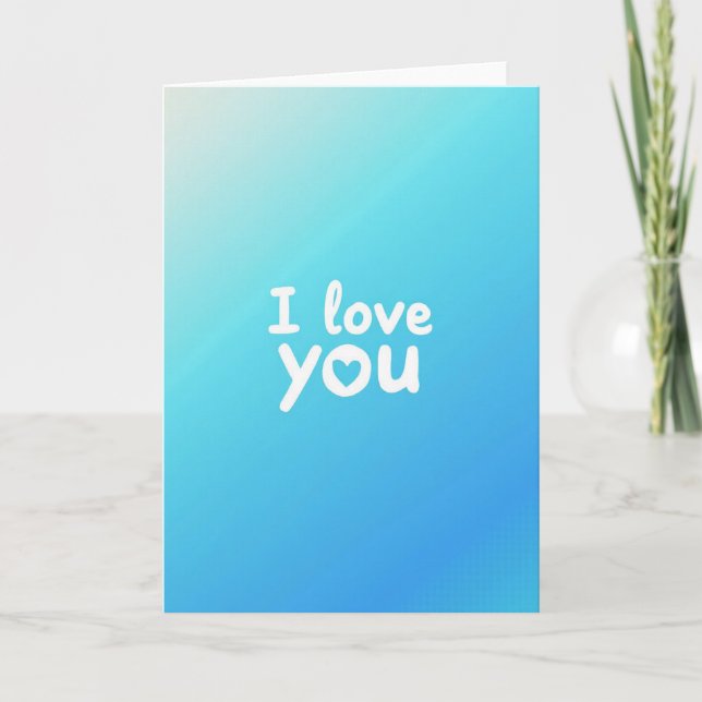 Minimalist Blue Gradient Love Card (Front)