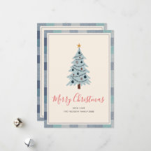Minimalist Blue Gray Scandi Photo Christmas Card
