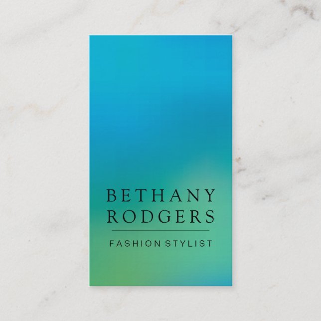 Minimalist Blue Green Blend Business Card (Front)