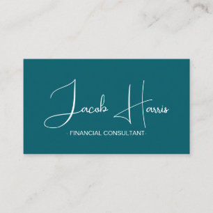Minimalist Blue Green Dark QR Code Business Card