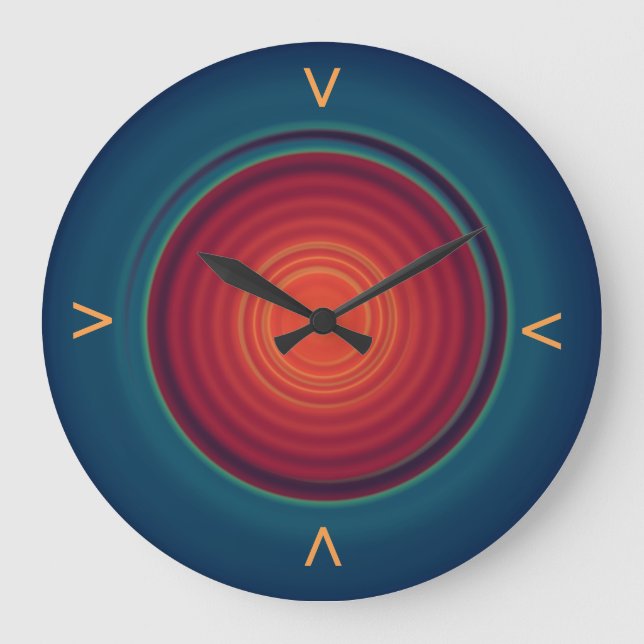 Minimalist Blue/Green with Red Center> Wall Clock (Front)