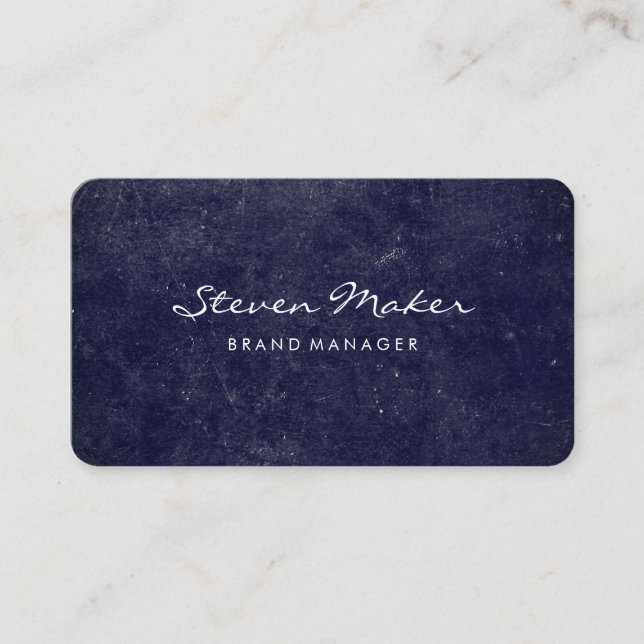 Minimalist Blue Grunge Business Card (Front)