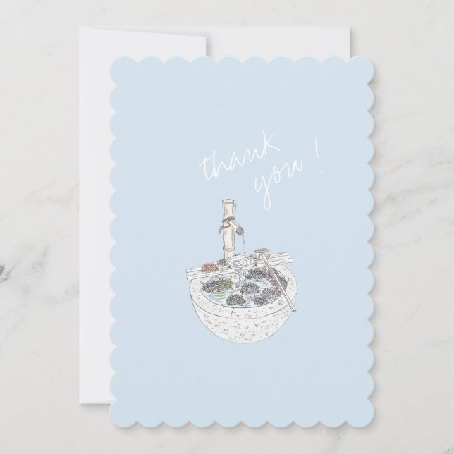 Minimalist Blue Handdrawn Thank You Postcard (Front)