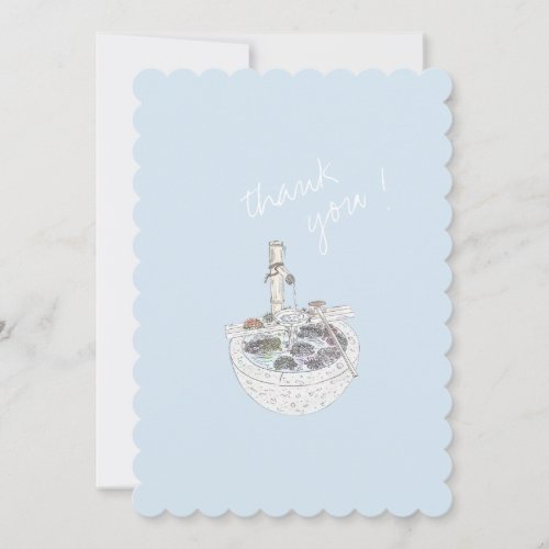 Minimalist Blue Handdrawn Thank You Postcard