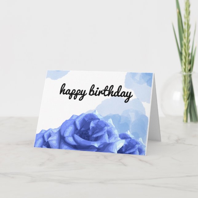 Minimalist blue happy birthday  card (Front)