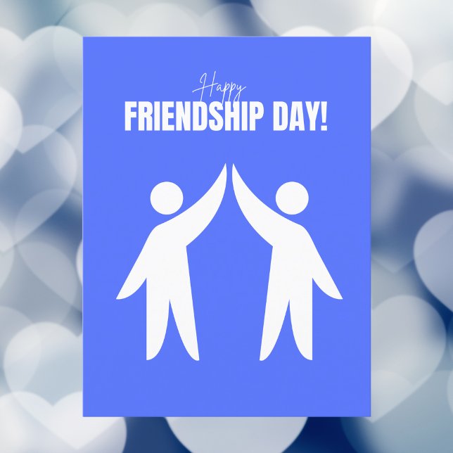 Minimalist Blue High-Five Happy Friendship Day Postcard (Creator Uploaded)