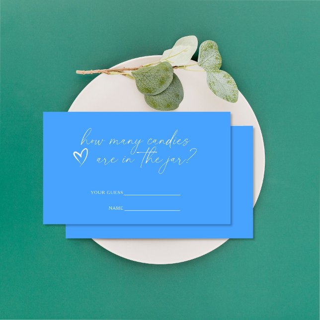 Minimalist blue - How many candies are in the jar Enclosure Card (Creator Uploaded)