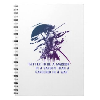 Minimalist Blue Ink Samurai Warrior Spiral Notebook