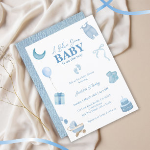 Minimalist Blue Jean Baby Denim Baby Shower Invitation