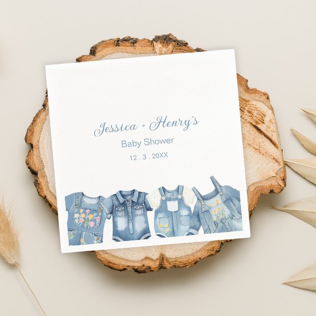 Minimalist Blue Jean Baby Denim Baby Shower Napkins (Creator Uploaded)