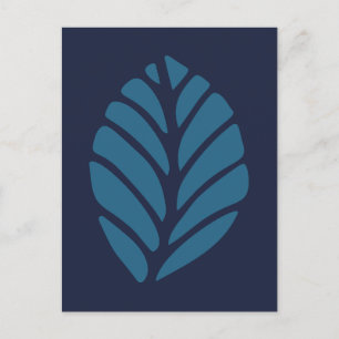 Minimalist Blue Leaf Postcard