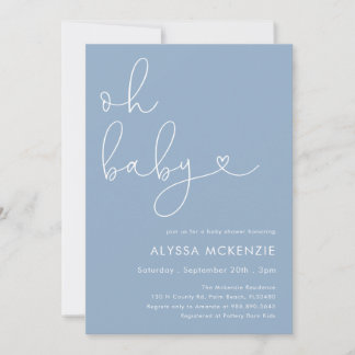 Minimalist Blue Modern Baby Shower Invitation