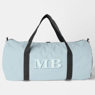 Minimalist Blue Modern Initial Monogram Duffle Bag