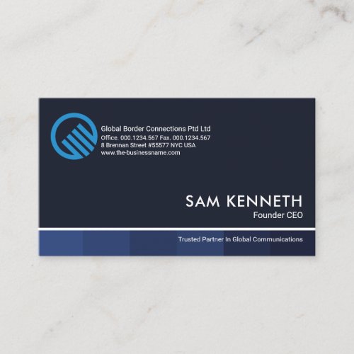Minimalist Blue Monochrome Stripe Founder CEO Business Card