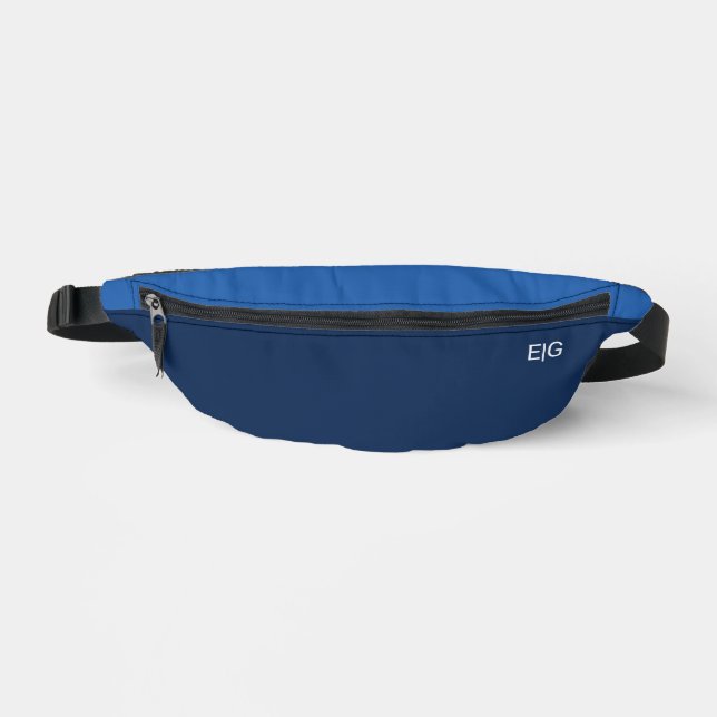 Minimalist Blue Monogram Fanny Pack (Front)