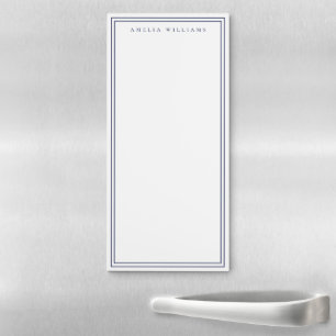 Minimalist Blue Monogram Name Magnetic Notepad