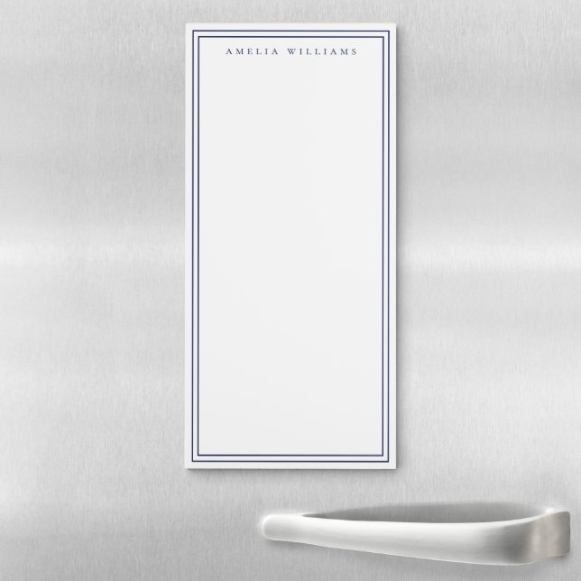 Minimalist Blue Monogram Name Magnetic Notepad (In Situ)