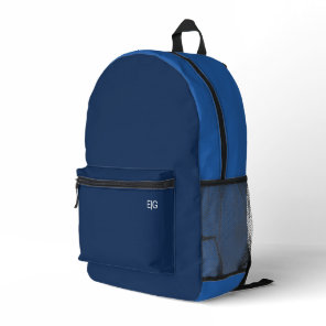 Minimalist Blue Monogram Printed Backpack