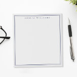 Minimalist Blue Monogram Two Border Notepad<br><div class="desc">Create your own personalized notepads with blue elegant chic typography monogram name and two border line design.</div>