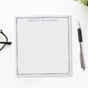Minimalist Blue Monogram Two Border Notepad
