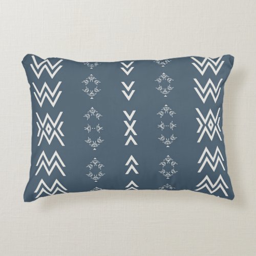 Minimalist Blue Mudcloth Accent Pillow