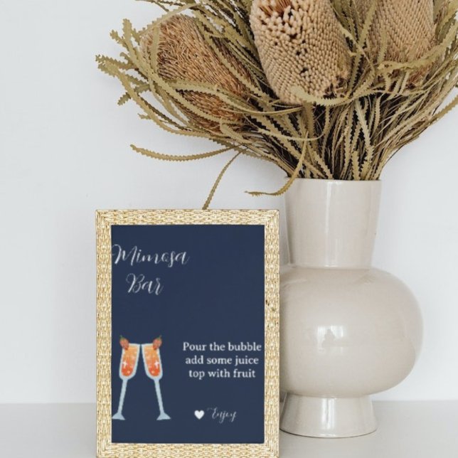 Minimalist blue navy bridal shower mimosa bar  poster (Creator Uploaded)