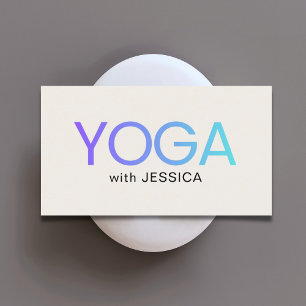 Minimalist Blue Old White Bold Yoga Instructor Business Card