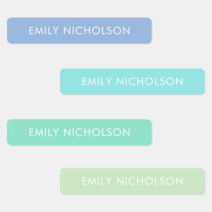 Minimalist Blue Pastel Personalized Name Tag Labels