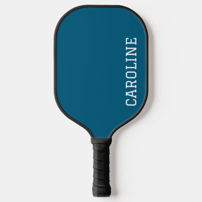 Minimalist Blue Personalized Name Carbon Fiber Pickleball Paddle (Front)