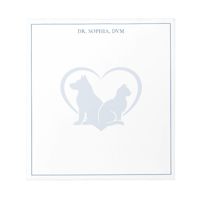 Minimalist Blue Personalized Veterinarian Notepad (Front)