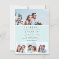Minimalist Blue Photo Collage Wedding