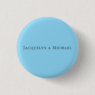 Minimalist Blue Plain Elegant Claasical Name Button