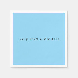 Minimalist Blue Plain Elegant Claasical Name Napkins