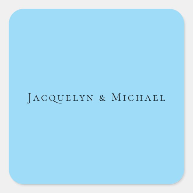 Minimalist Blue Plain Elegant Claasical Name Square Sticker (Front)