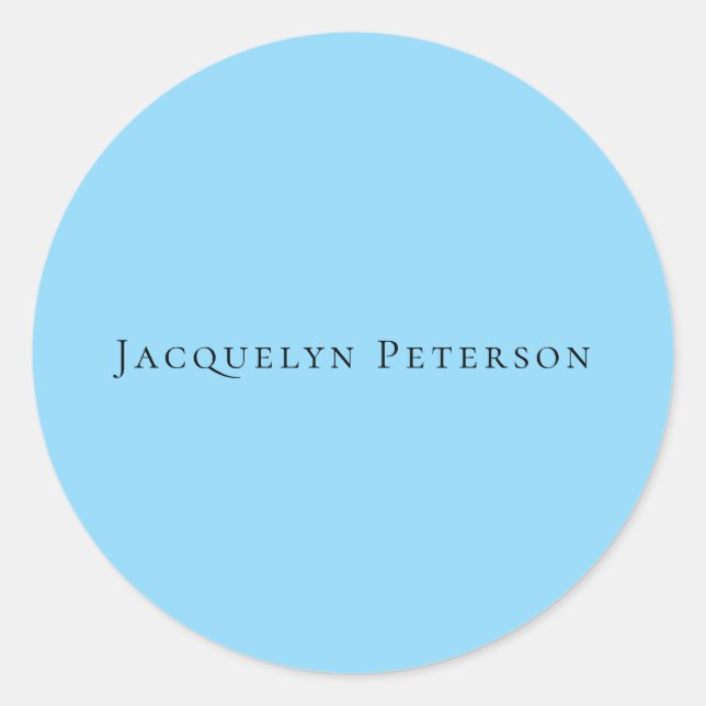 Minimalist Blue Plain Elegant Modern  Classic Round Sticker (Front)