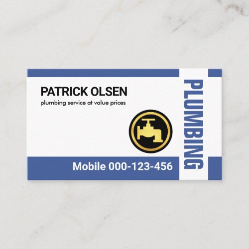 Minimalist Blue Plumbing Stripes Business Card