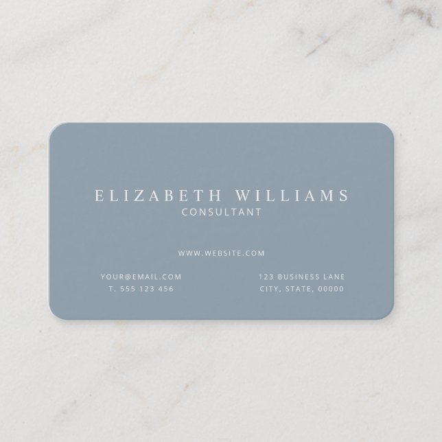 Minimalist Blue Professional Business Card (Front)