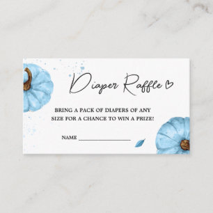 Minimalist Blue Pumpkin Baby Shower Diaper Raffle Enclosure Card