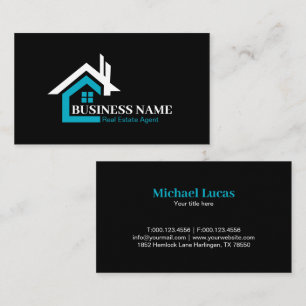 Minimalist Blue Roof Real Estate Professional Business Card