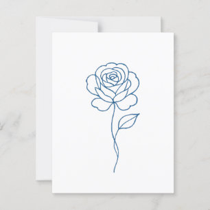Minimalist Blue Rose Line Art Poster Postcard